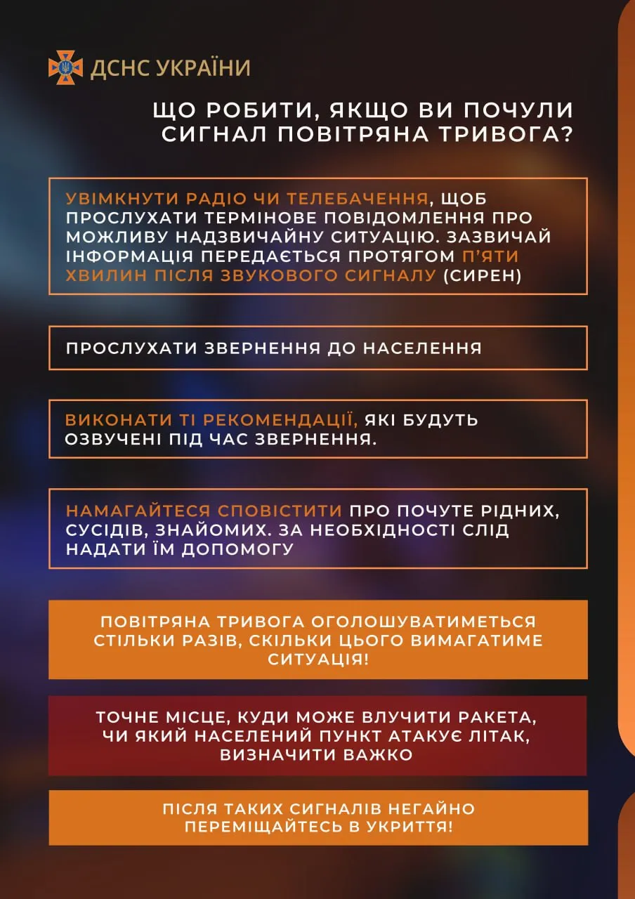 Що робити під час сигналу повітряної тривоги