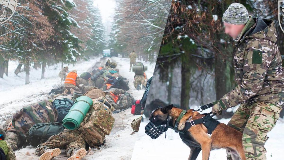 Тренировка украинских защитников зимой