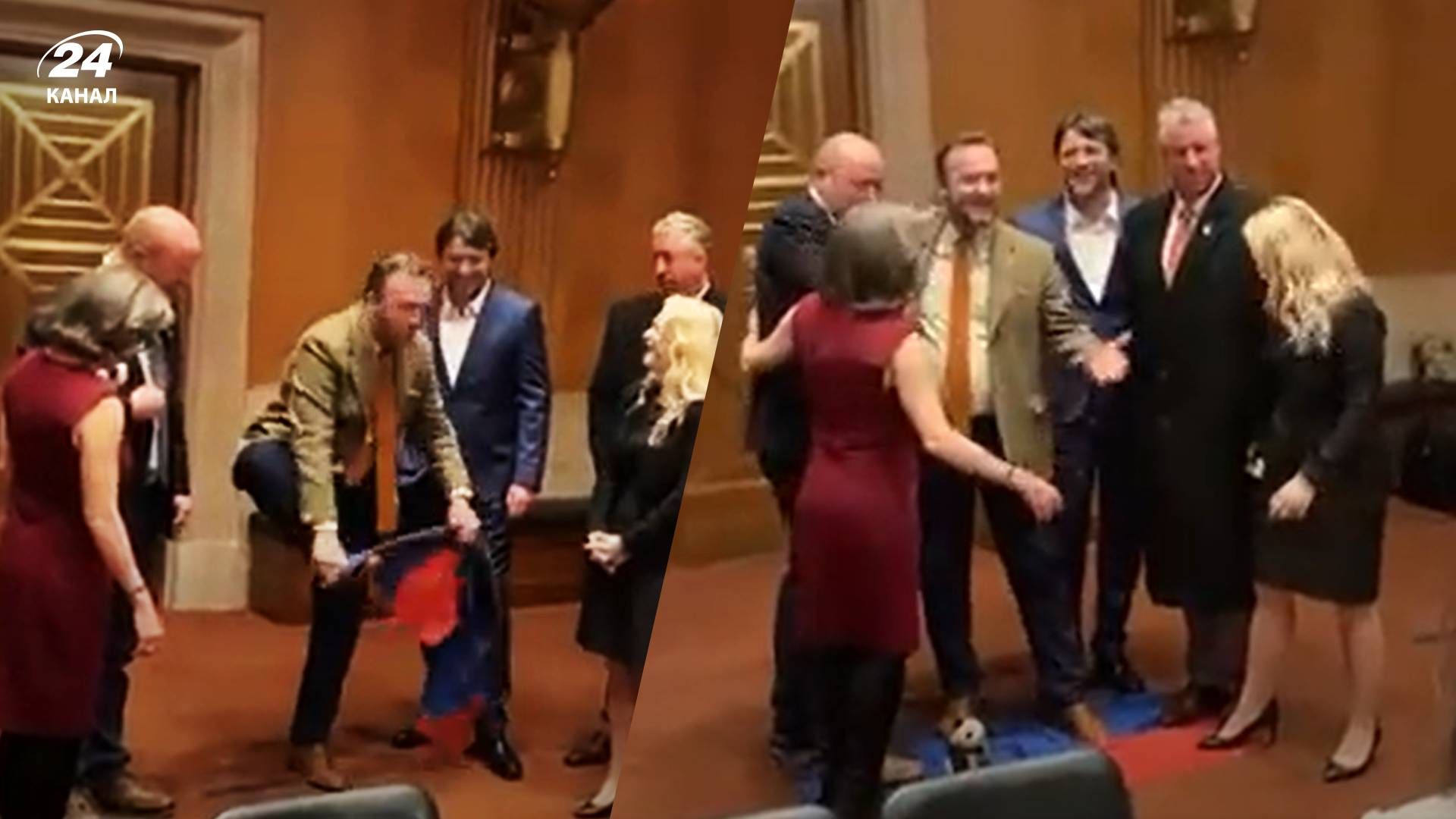 В Конгрессе США вытерли ноги о флаг "ДНР" В Конгрессе США вытерли ноги о флаг "ДНР"