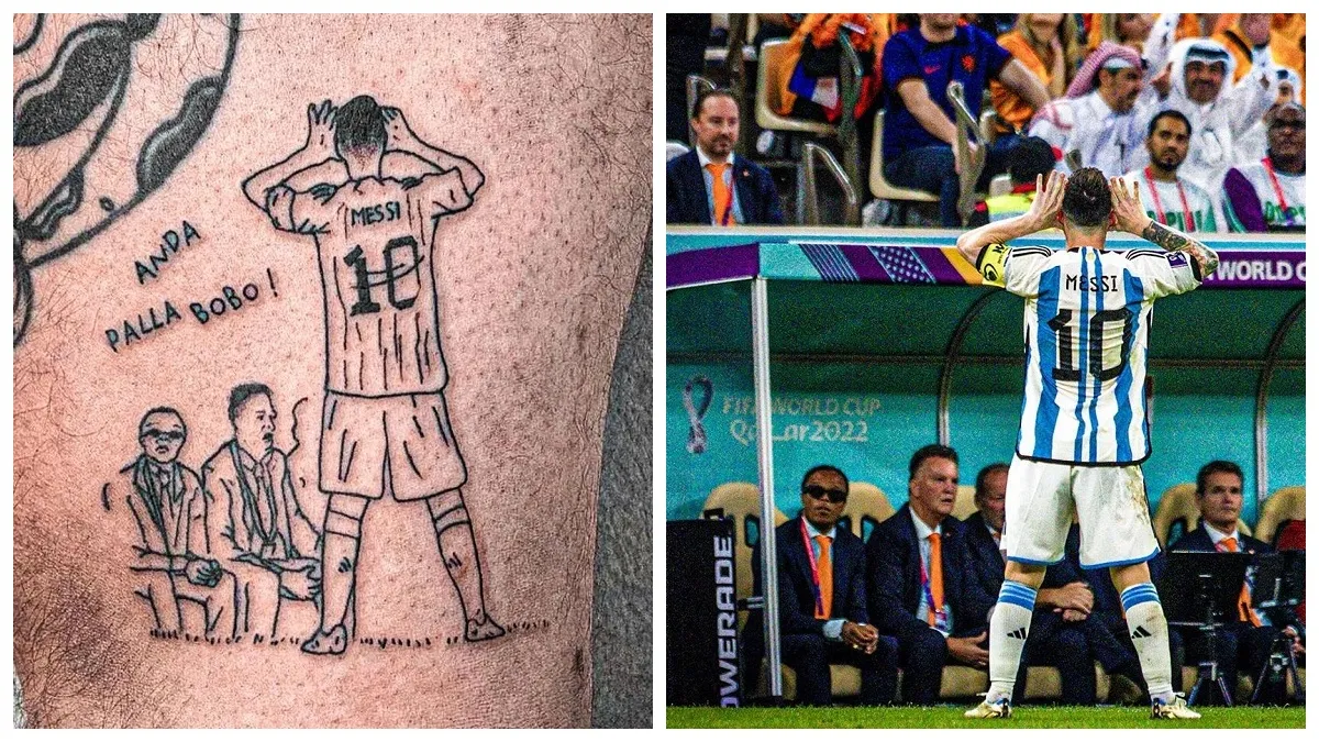 Тату святкування голу Мессі на ЧС-2022 Тату святкування голу Мессі на ЧС-2022