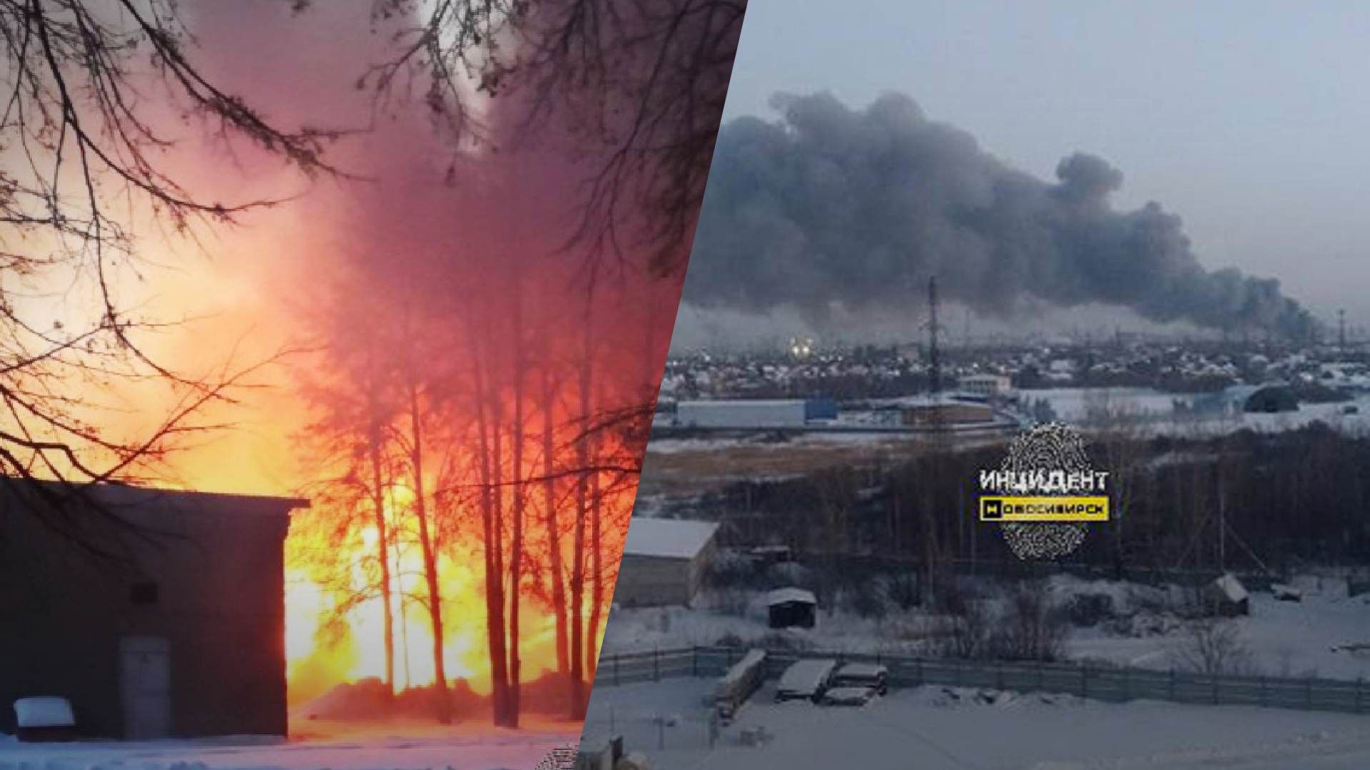 Пожар в Новосибирске 26 декабря 2022 года - горит склад с пластмассой