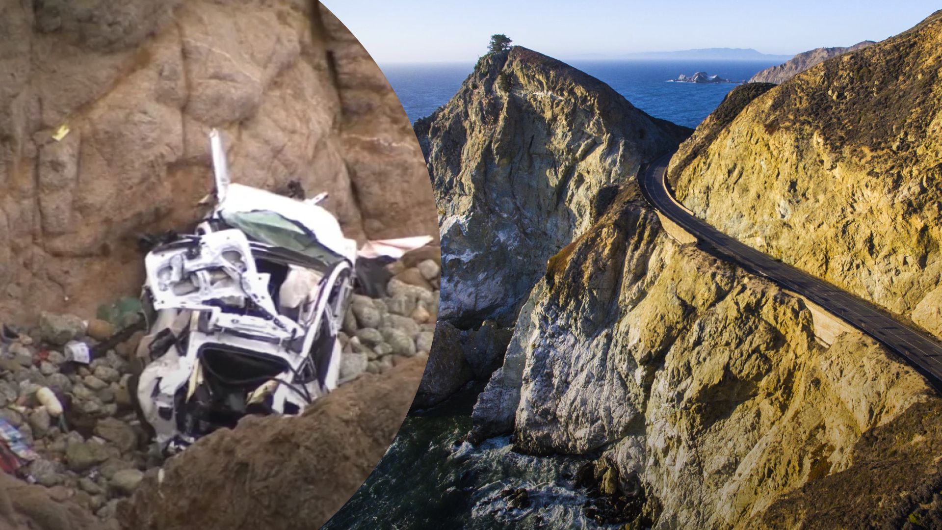 ДТП у США 2 січня 2023 - автомобіль Tesla зірвався зі скелі на Диявольській гірці