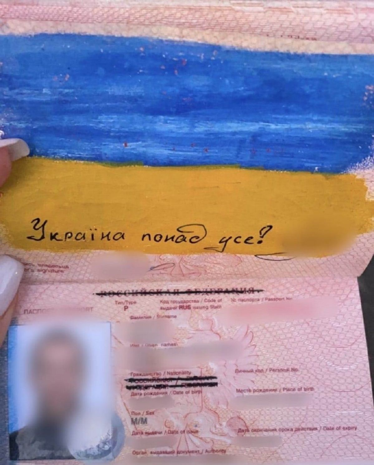 На Київщині росіянин розмалював паспорт у національну символіку України
