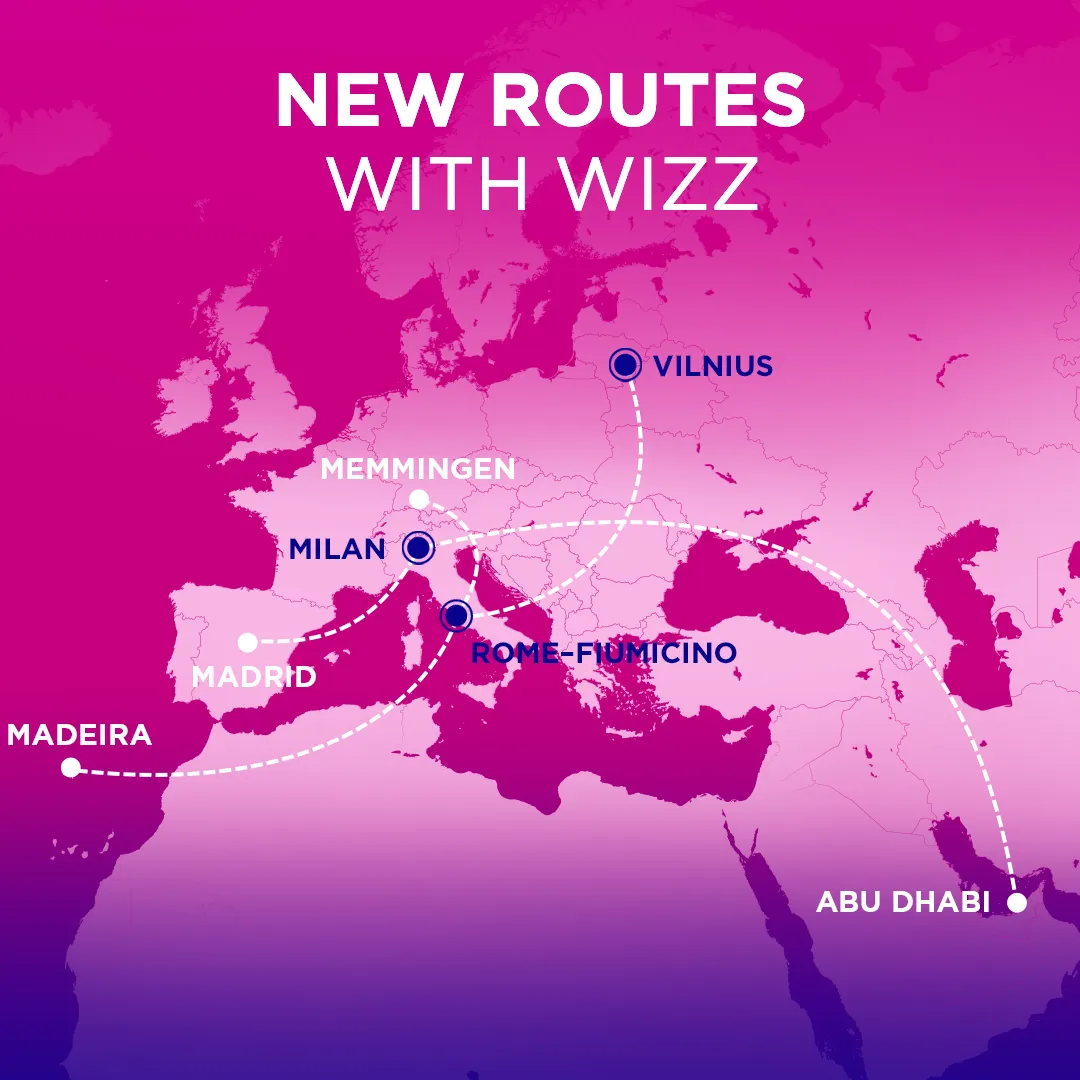 Нові рейси Wizz Air з Італії Нові рейси Wizz Air з Італії