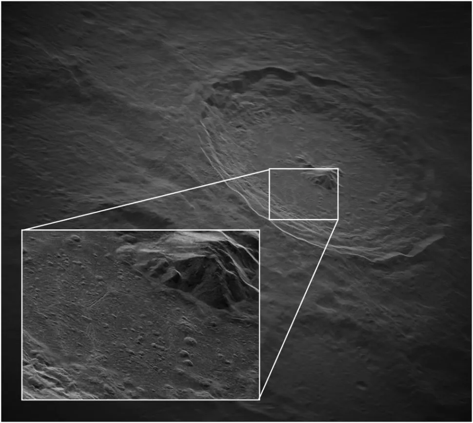 Збільшена деталь кратера Тихо