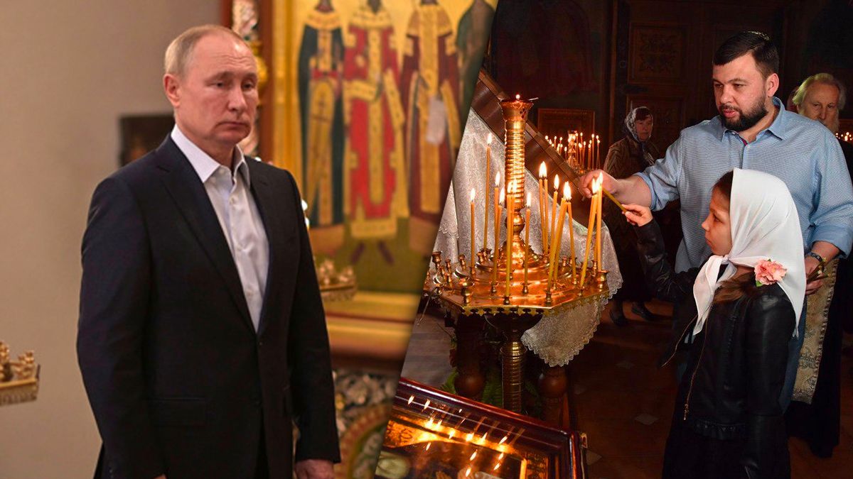 Путин и главарь ДНР Пушилин в церкви