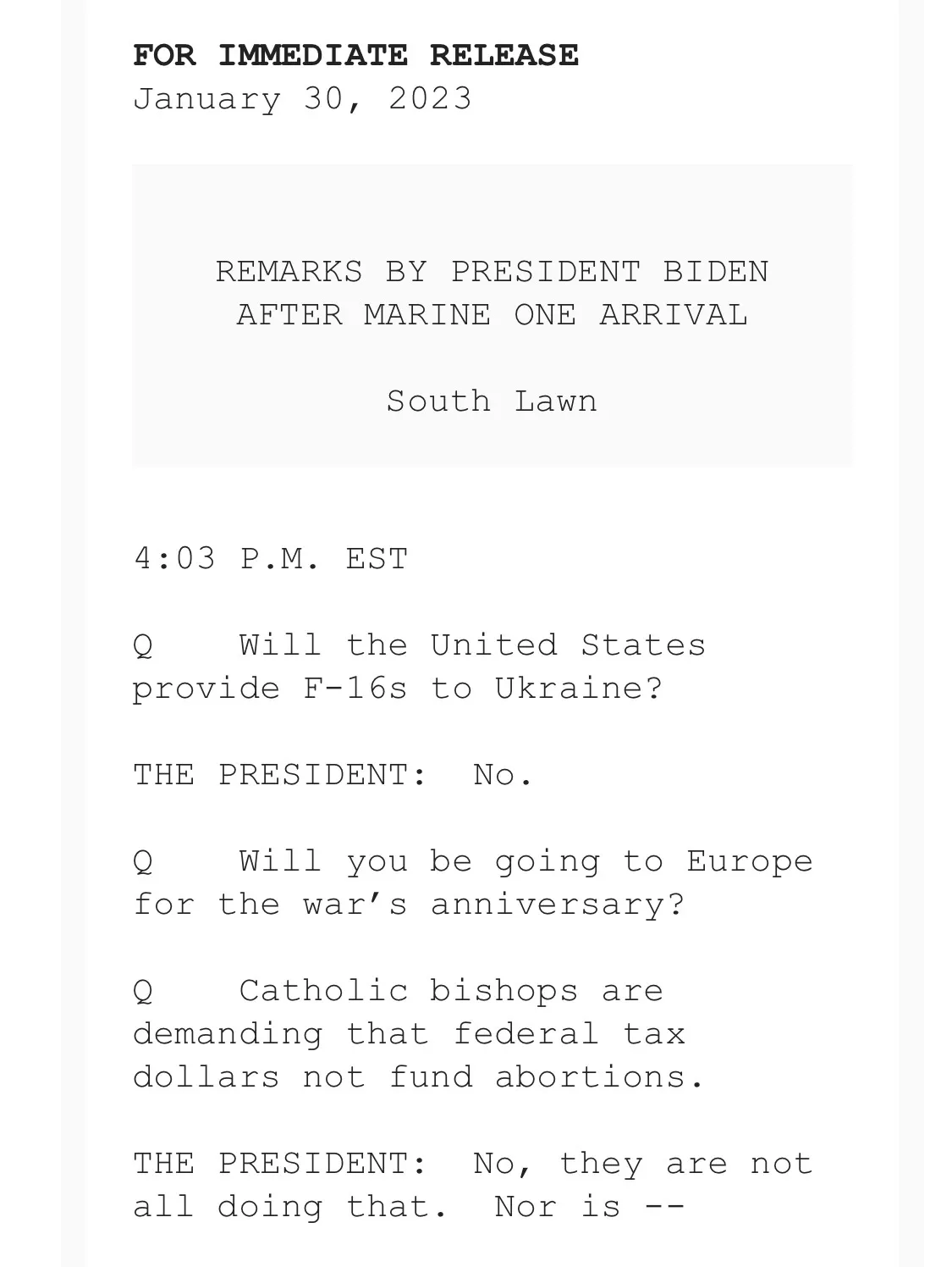 Транскрипт розмови Байдена з журналістами Транскрипт розмови Байдена з журналістами