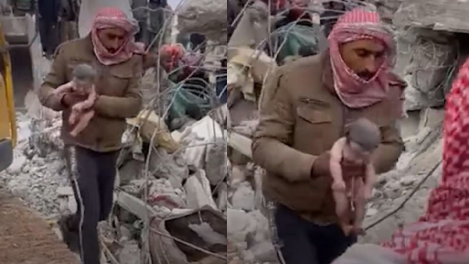 Землетрясение в Турции и Сирии - возле Алеппо спасли родившегося под завалами младенца