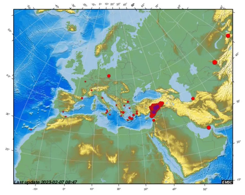 Сейсмічна активність станом на 7 лютого Сейсмічна активність станом на 7 лютого