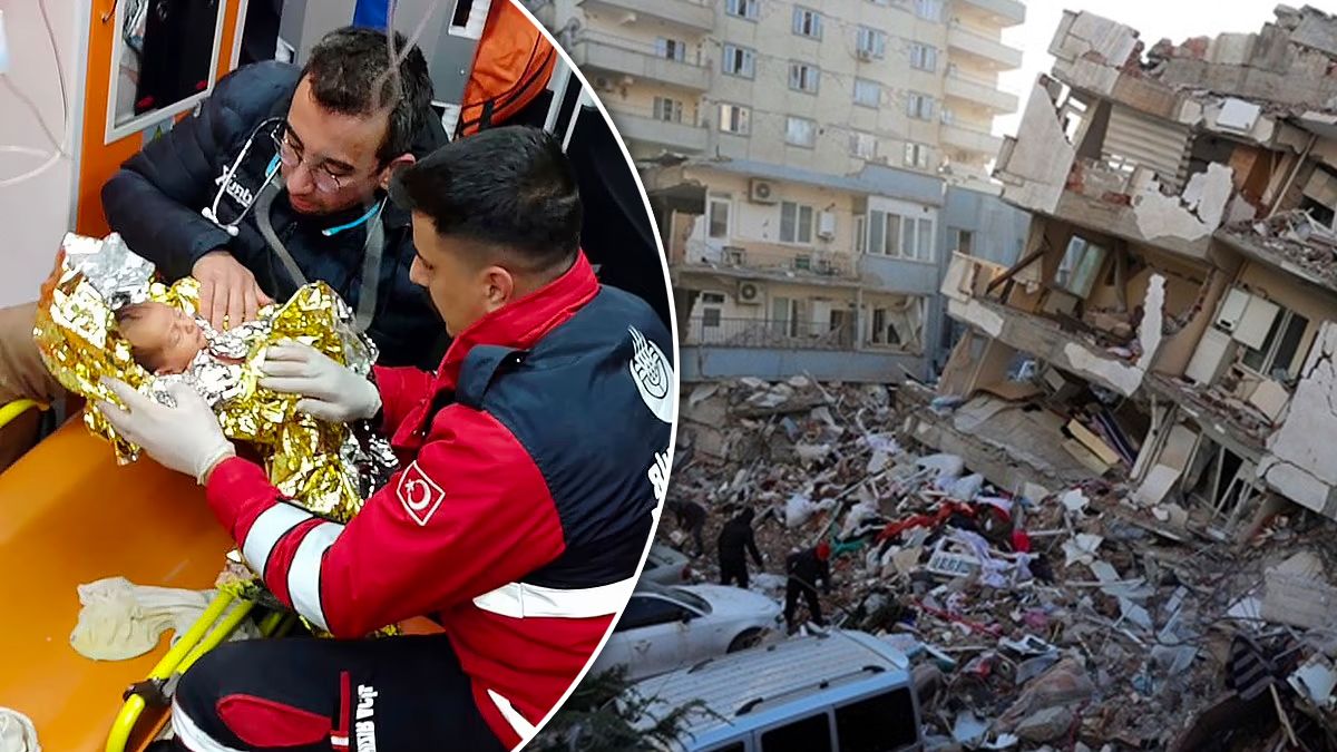 Спасение младенца в Турции после землетрясения