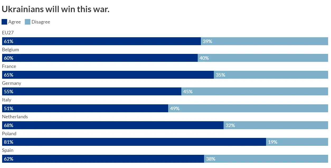 Чи переможе Україна у війні з Росією: результати опитування серед європейців