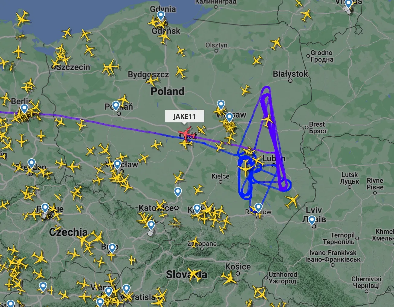 Політ Boeing RC-135W Rivet Joint над Польщею