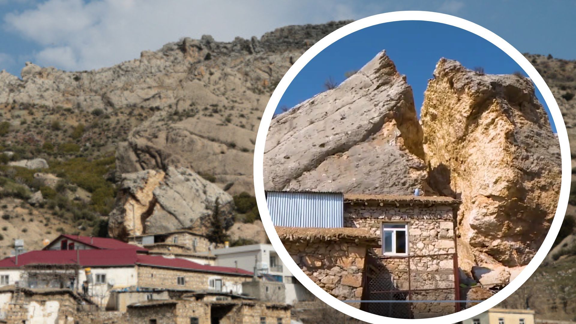 Кусок скалы упал на жилой дом Кусок скалы упал на жилой дом