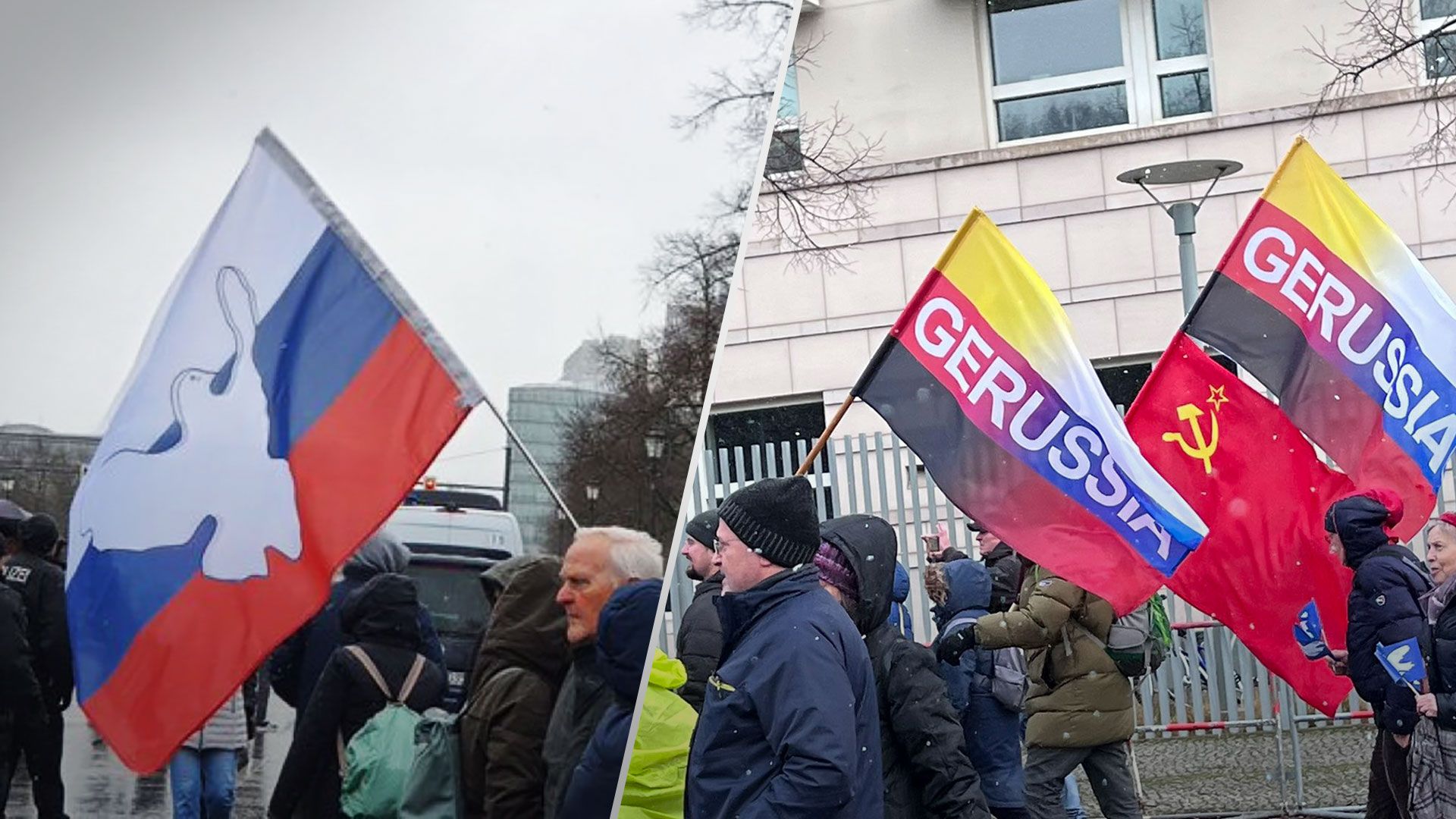 Россияне опозорились с флагами на митинге в Берлине - 24 Канал