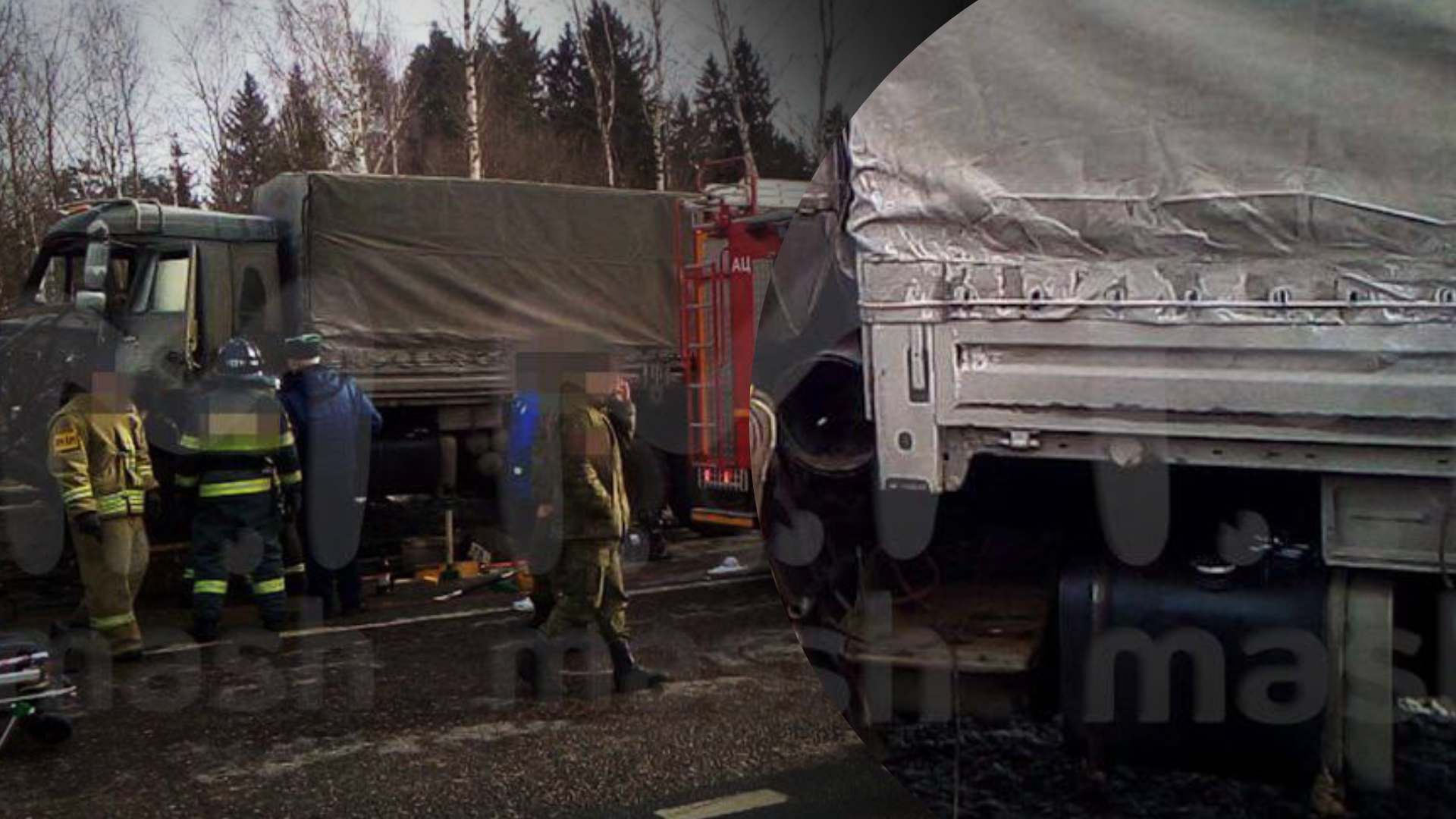 В России столкнулись два грузовика Минобороны