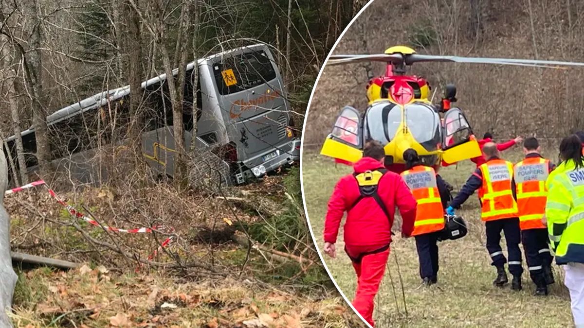 Падение автобуса во Франции в овраг - 24 Канал Падение автобуса во Франции в овраг - 24 Канал