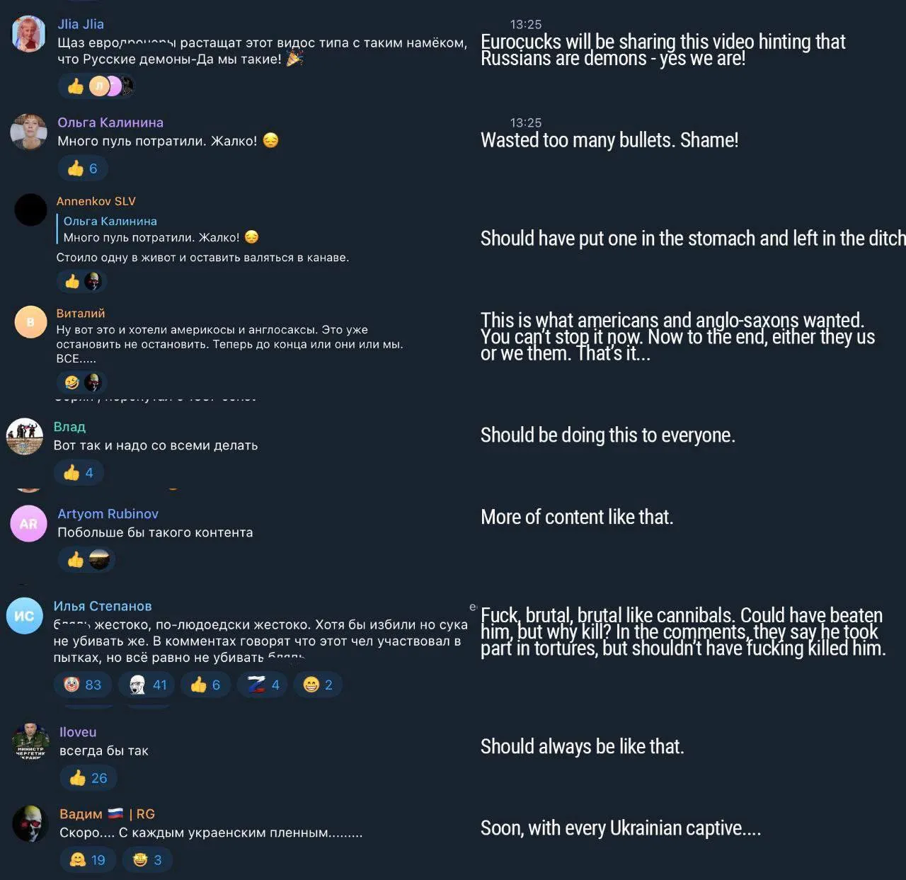 Реакція росіян на вбивство українского полоненого Реакція росіян на вбивство українского полоненого