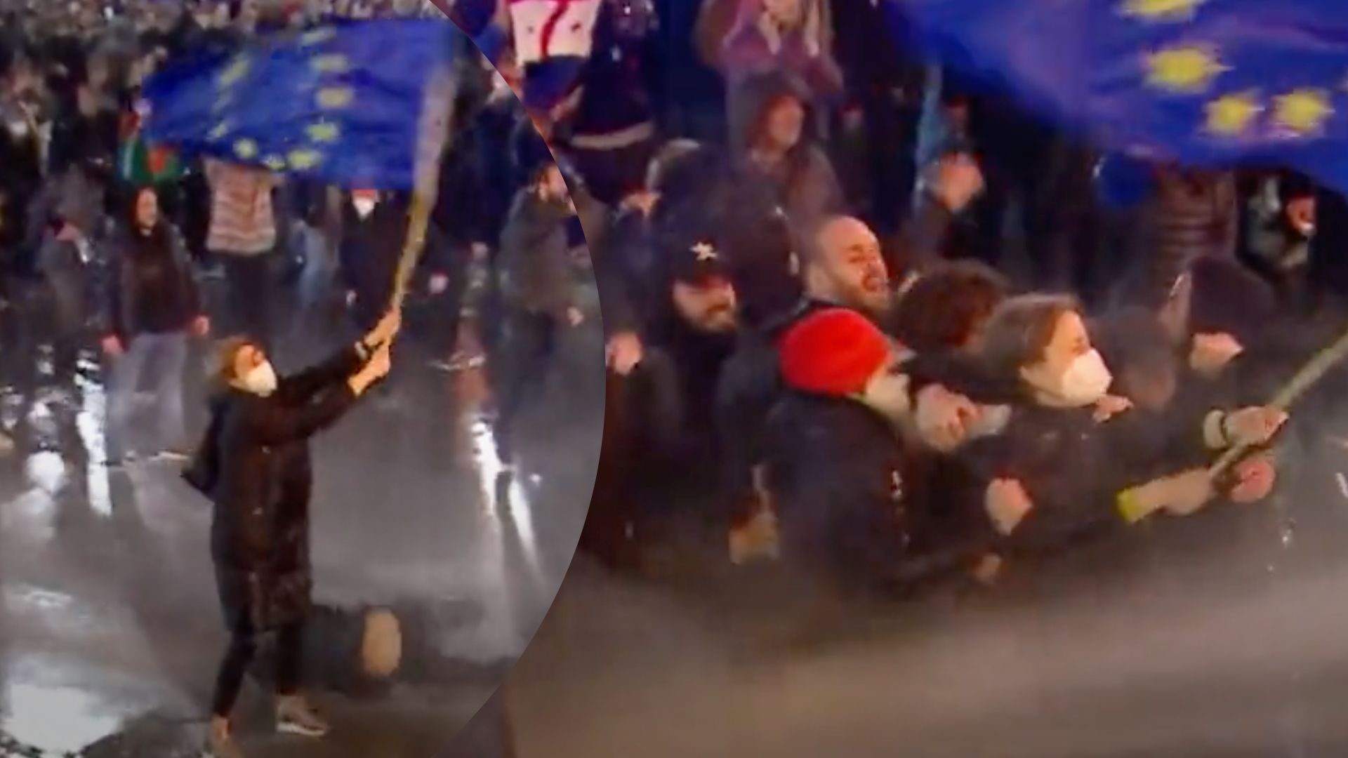 Мітинг у Грузії 7 березня - зіркою мережі стала смілива жінка з прапором ЄС Мітинг у Грузії 7 березня - зіркою мережі стала смілива жінка з прапором ЄС