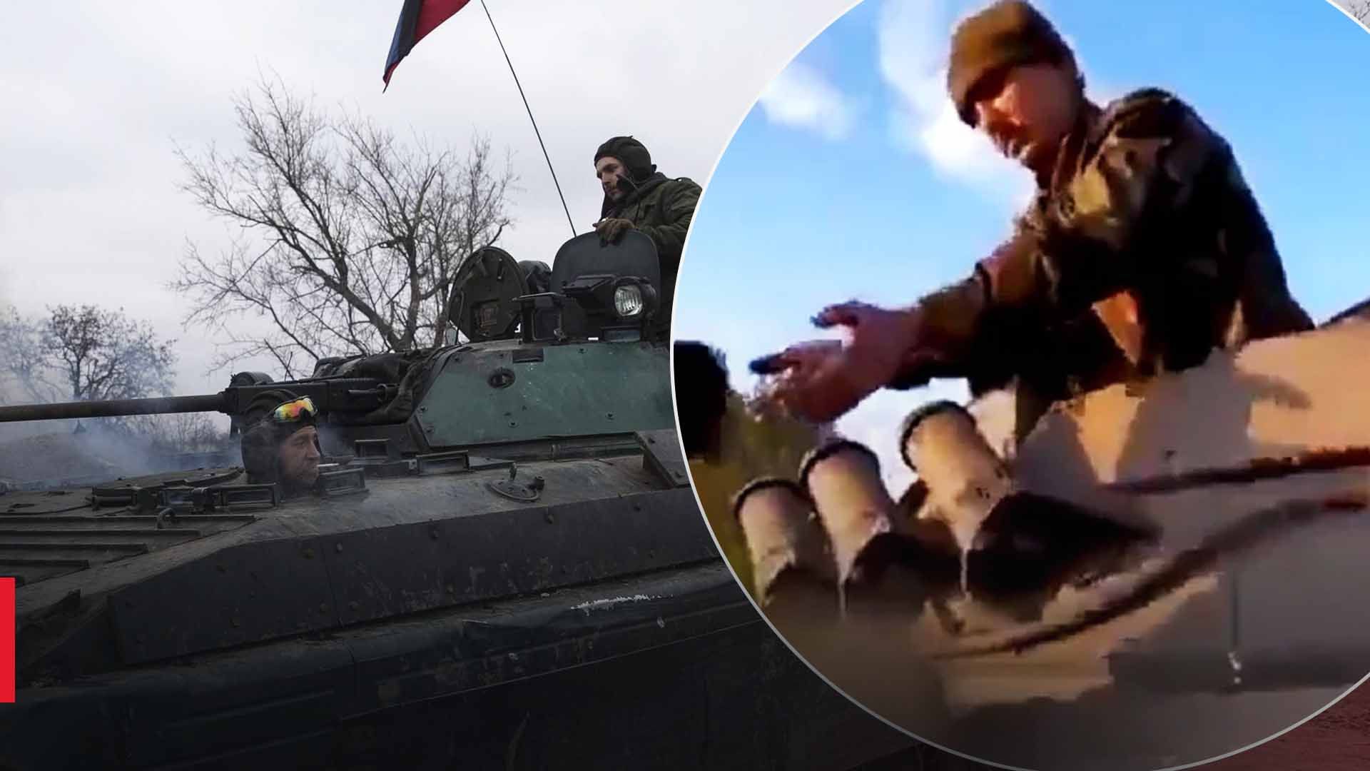 Російські окупанти гасили займання БМП піском Російські окупанти гасили займання БМП піском