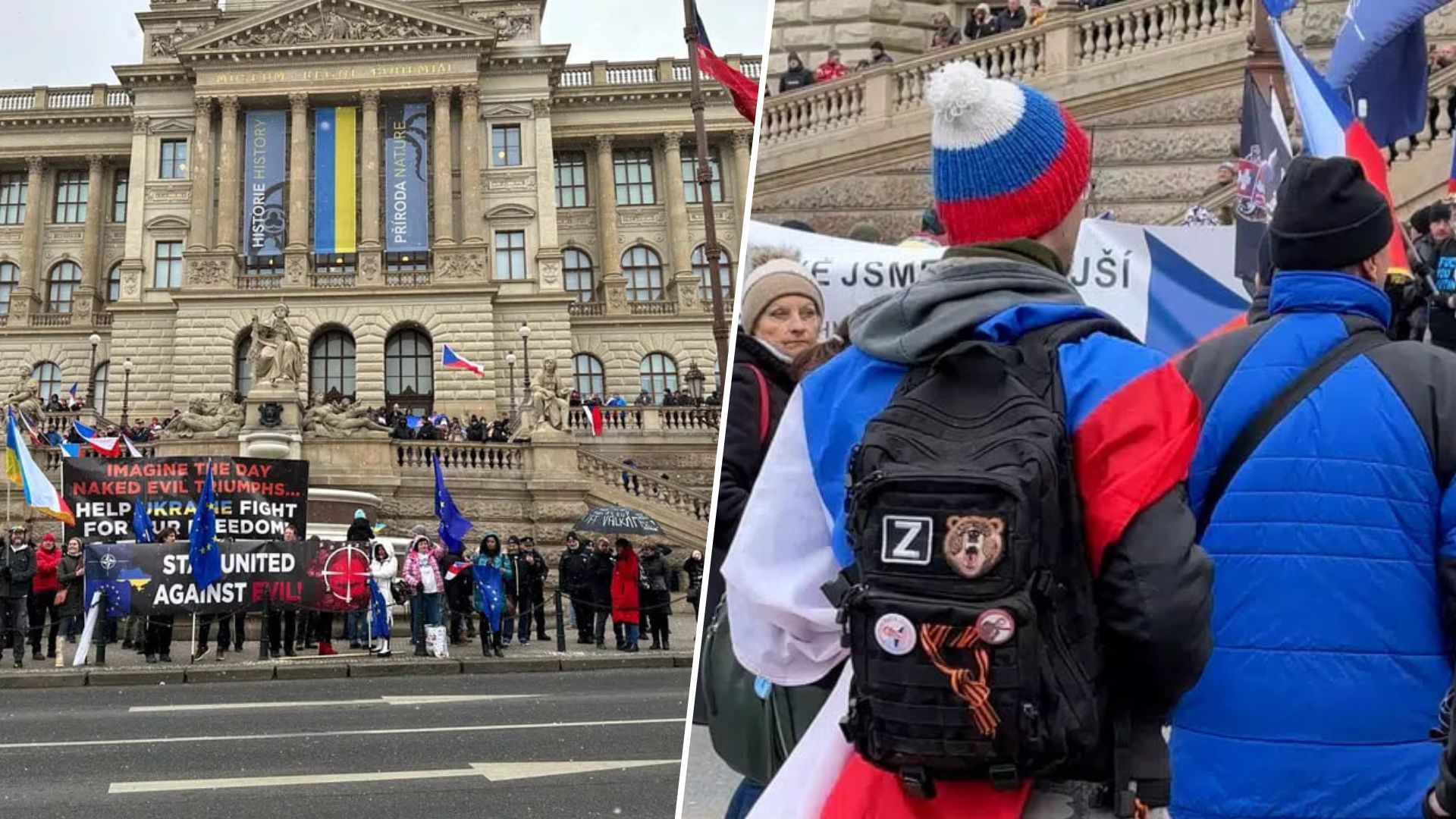 В Праге на митинге задержали мужчину с нашивками вагнеровцев и Z - что известно - 24 Канал