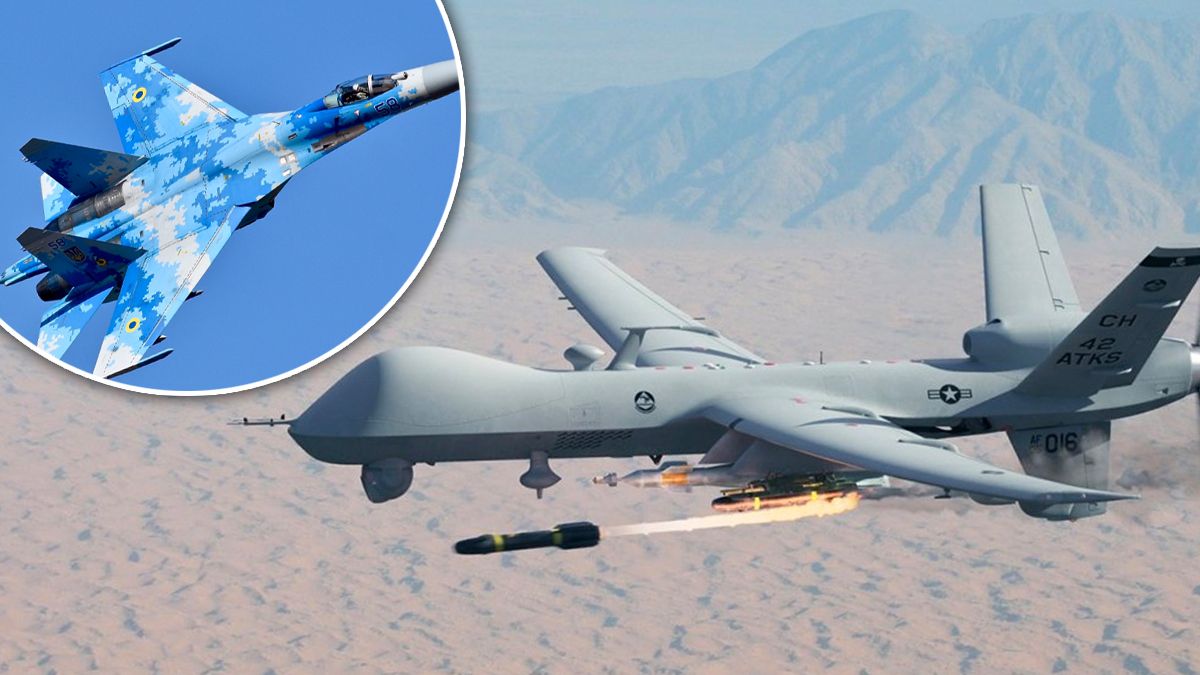 Російський Су-27 та американський БпЛА MQ-9 Reaper Російський Су-27 та американський БпЛА MQ-9 Reaper