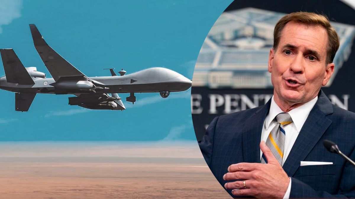 Американский БпЛа MQ-9 Reaper и представитель Белого дома Кирби Американский БпЛа MQ-9 Reaper и представитель Белого дома Кирби