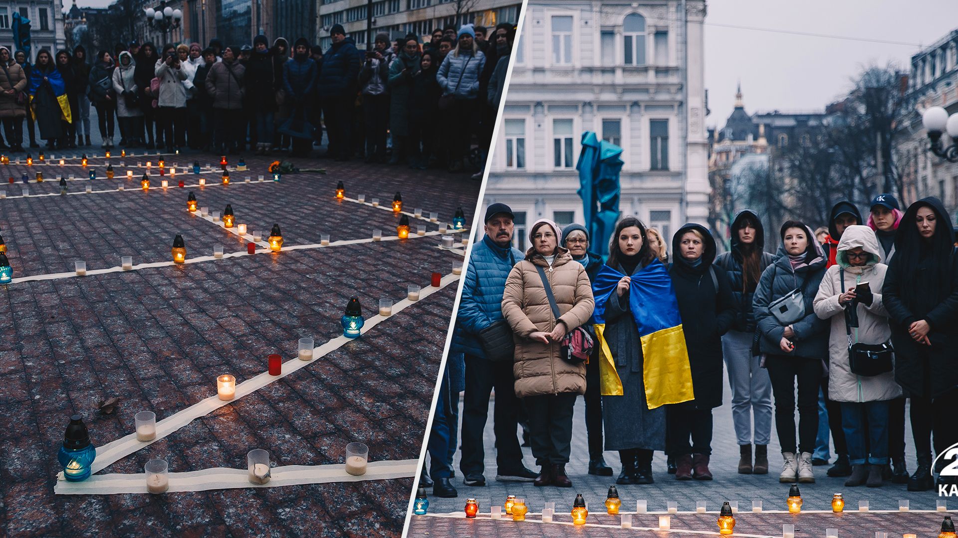 Годовщина удара по Драмтеатру в Мариуполе - фото с акции памяти