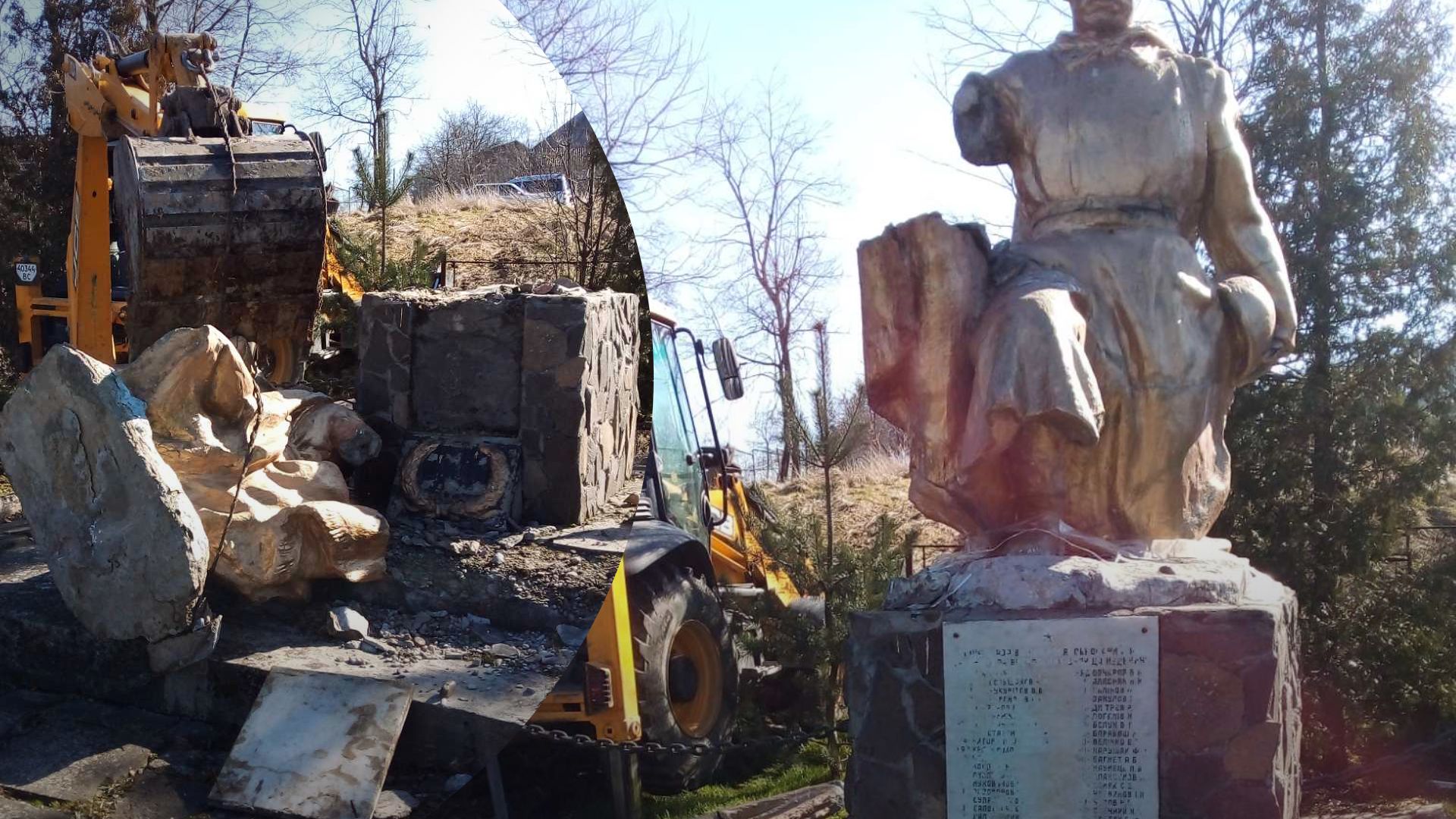 На Львівщині знесли радянські пам'ятники - прибрали монумент Кузьмі Плехатому