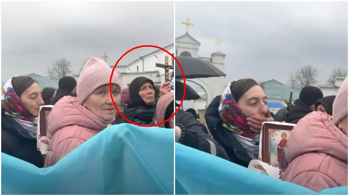 Віряни УПЦ МП розгорнули український прапор