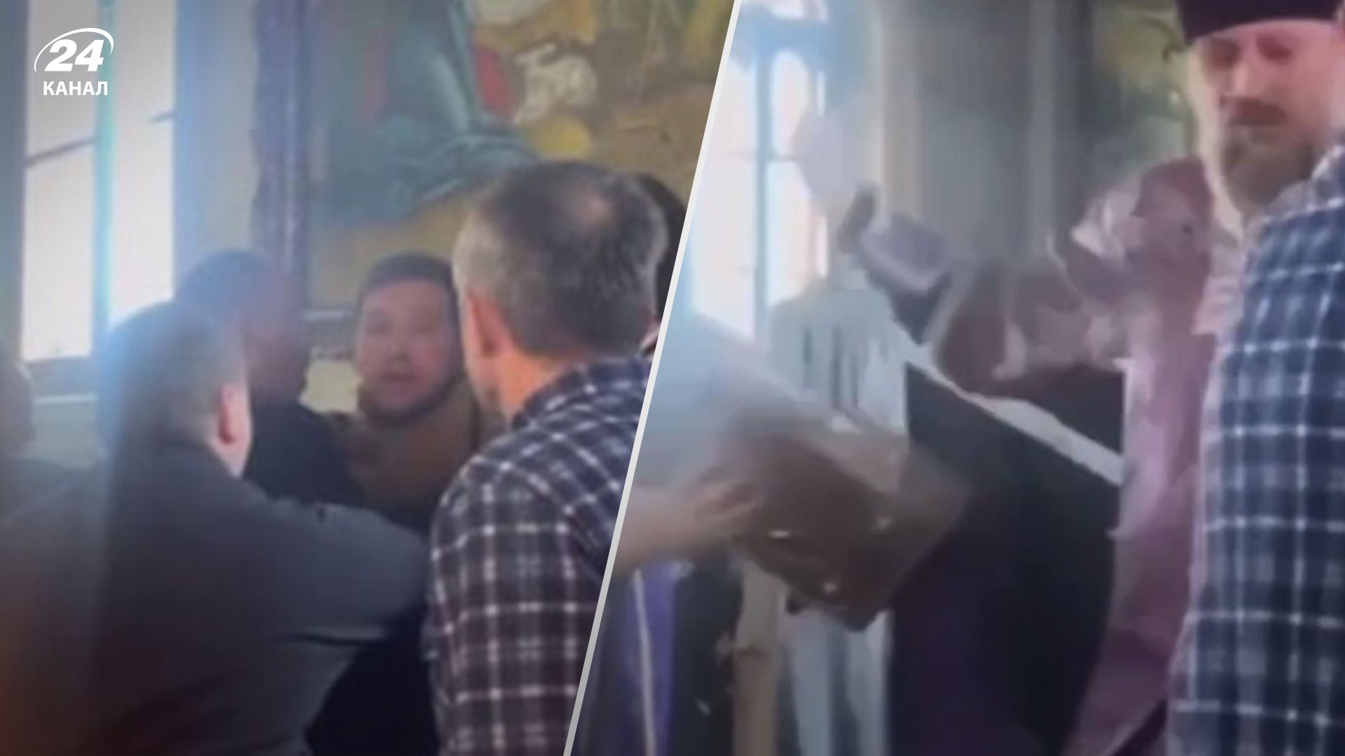 Появилось видео, что Евангелие в храме УПЦ МП в Хмельницком бросил сам священник - 24 Канал