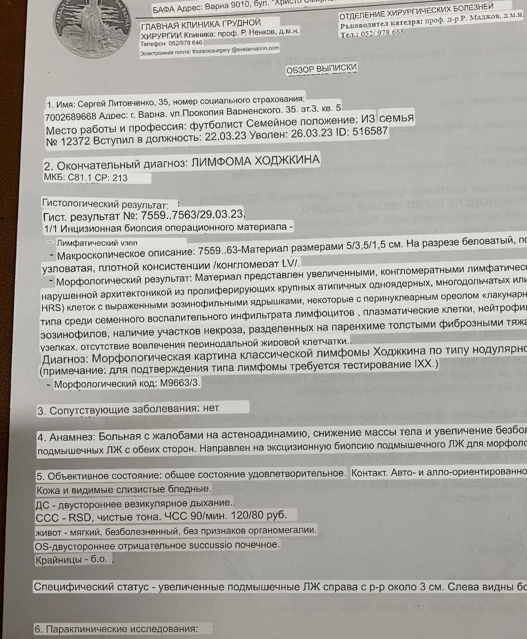 Діагноз Сергія Літовченка Діагноз Сергія Літовченка