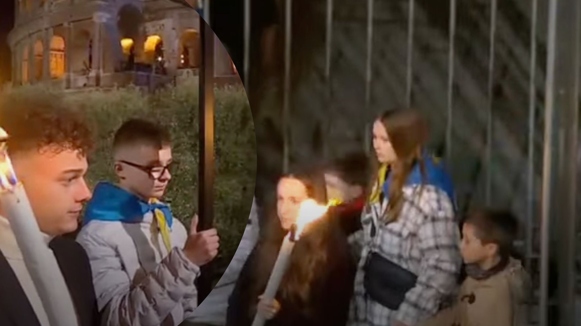 Украинский мальчик принимал участие в Крестном пути в Колизее