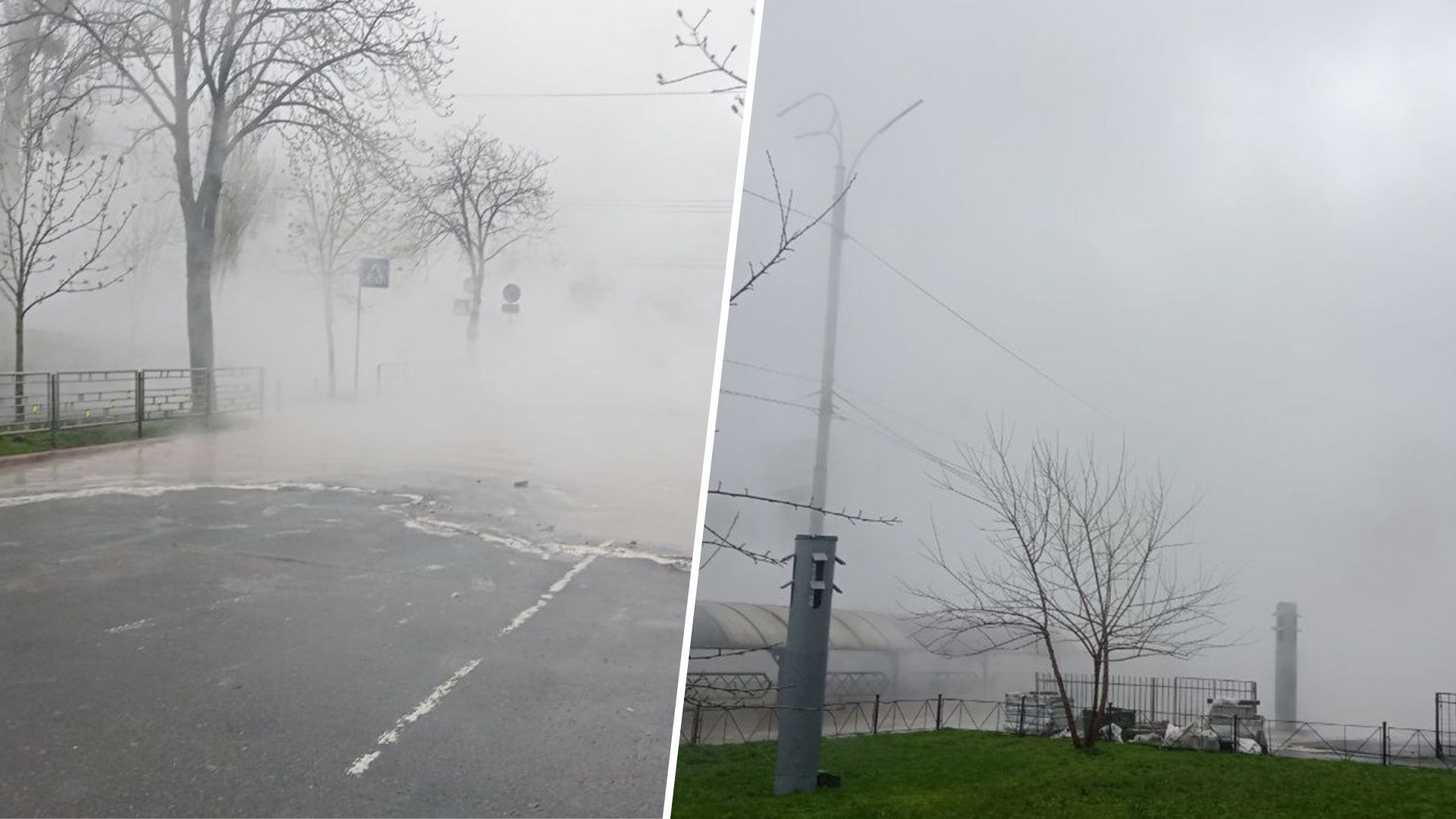 Прорыв теплотрассы в Киеве - почему на Дружбе народов пробка и туман - 24 Канал Прорыв теплотрассы в Киеве - почему на Дружбе народов пробка и туман - 24 Канал