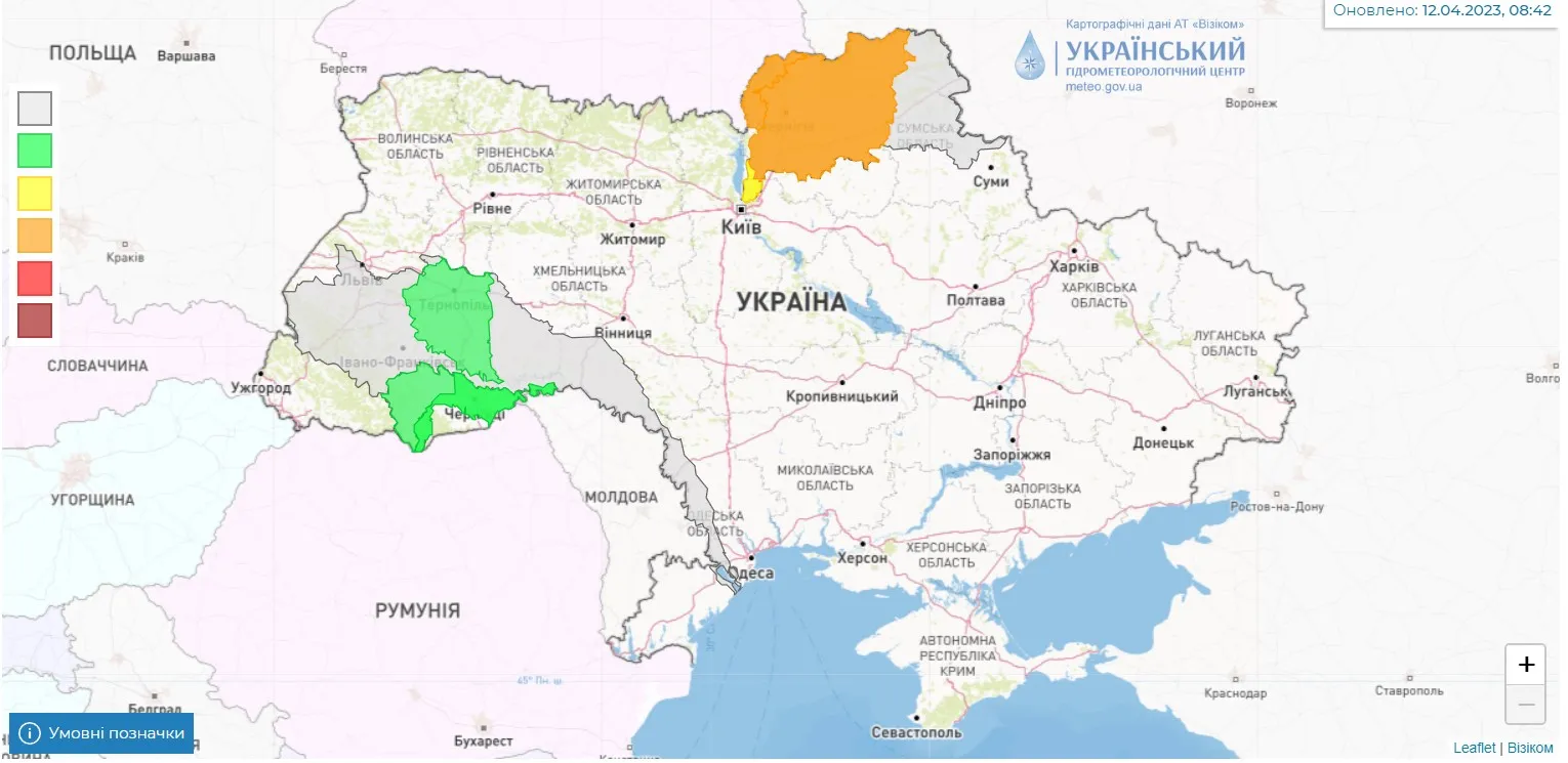 Гидрологические предупреждения 13 апреля / Карта Укргидрометцентра Гидрологические предупреждения 13 апреля / Карта Укргидрометцентра