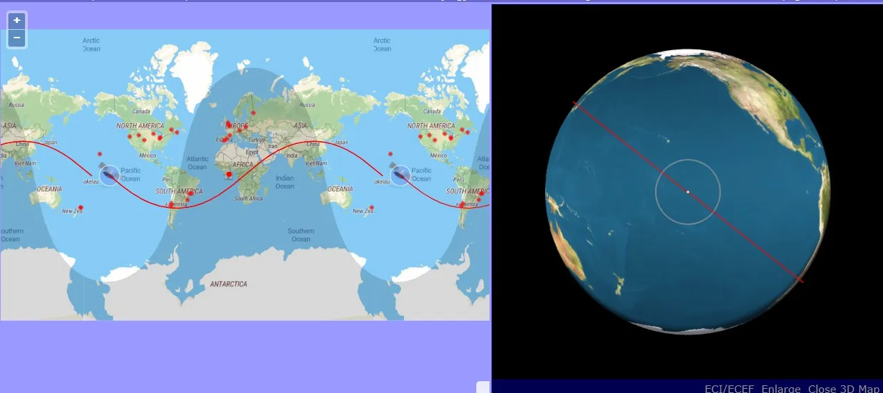 Траектория полета спутника вокруг Земли
