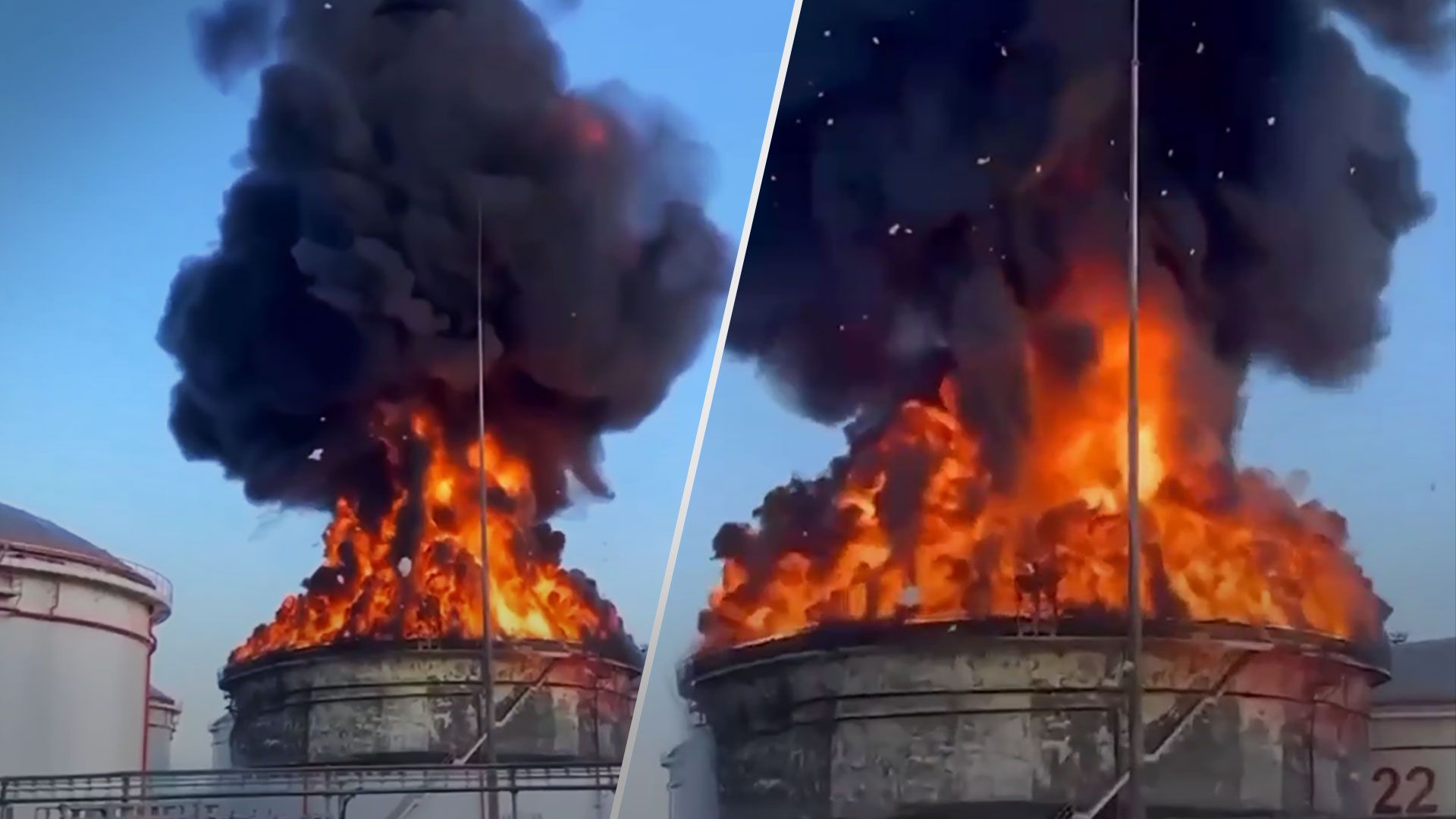 Як виглядає пожежа на нафтобазі в Тамані - у російському порту Тамань горить нафтобаза - 24 Канал