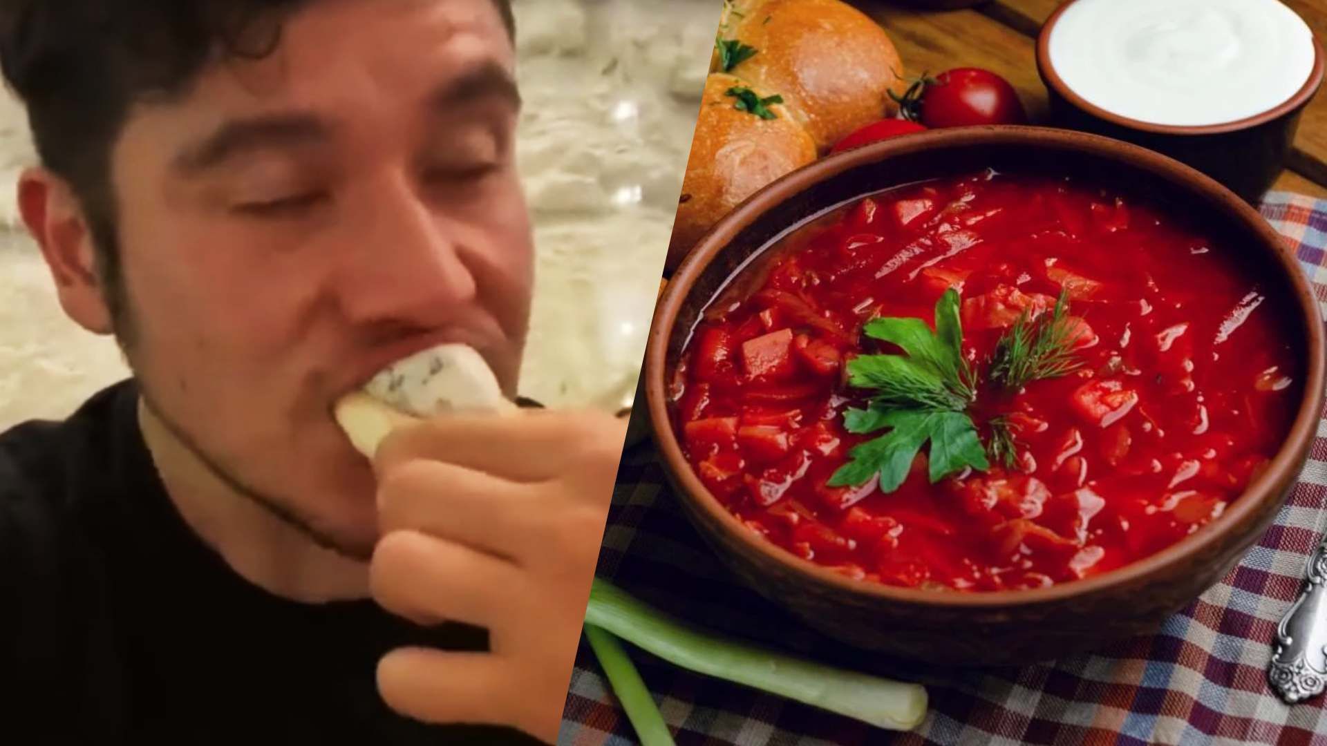 Американський блогер вперше спробував сало та борщ Американський блогер вперше спробував сало та борщ