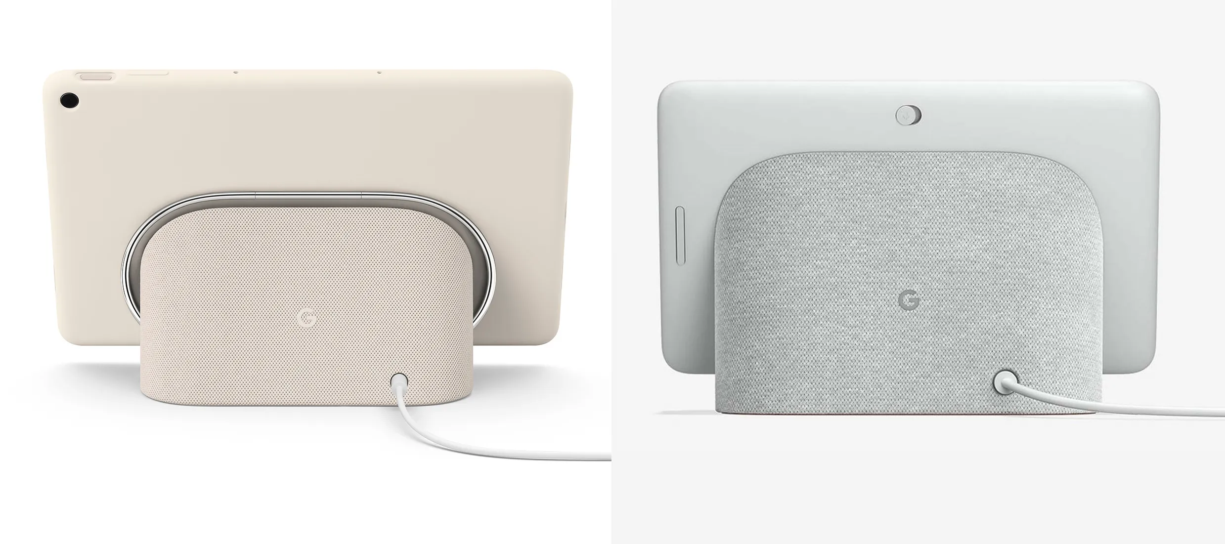 Планшет Pixel (ліворуч) і Nest Hub (праворуч) виглядають дуже схожими Планшет Pixel (ліворуч) і Nest Hub (праворуч) виглядають дуже схожими