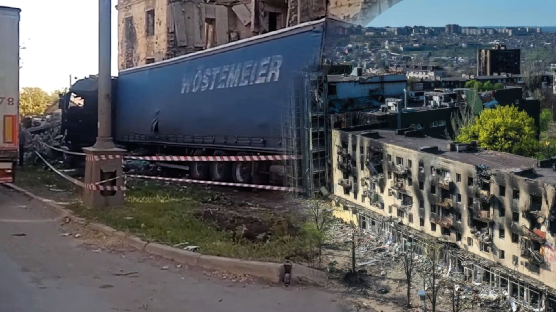 В Мариуполе грузовик влетел в руины В Мариуполе грузовик влетел в руины