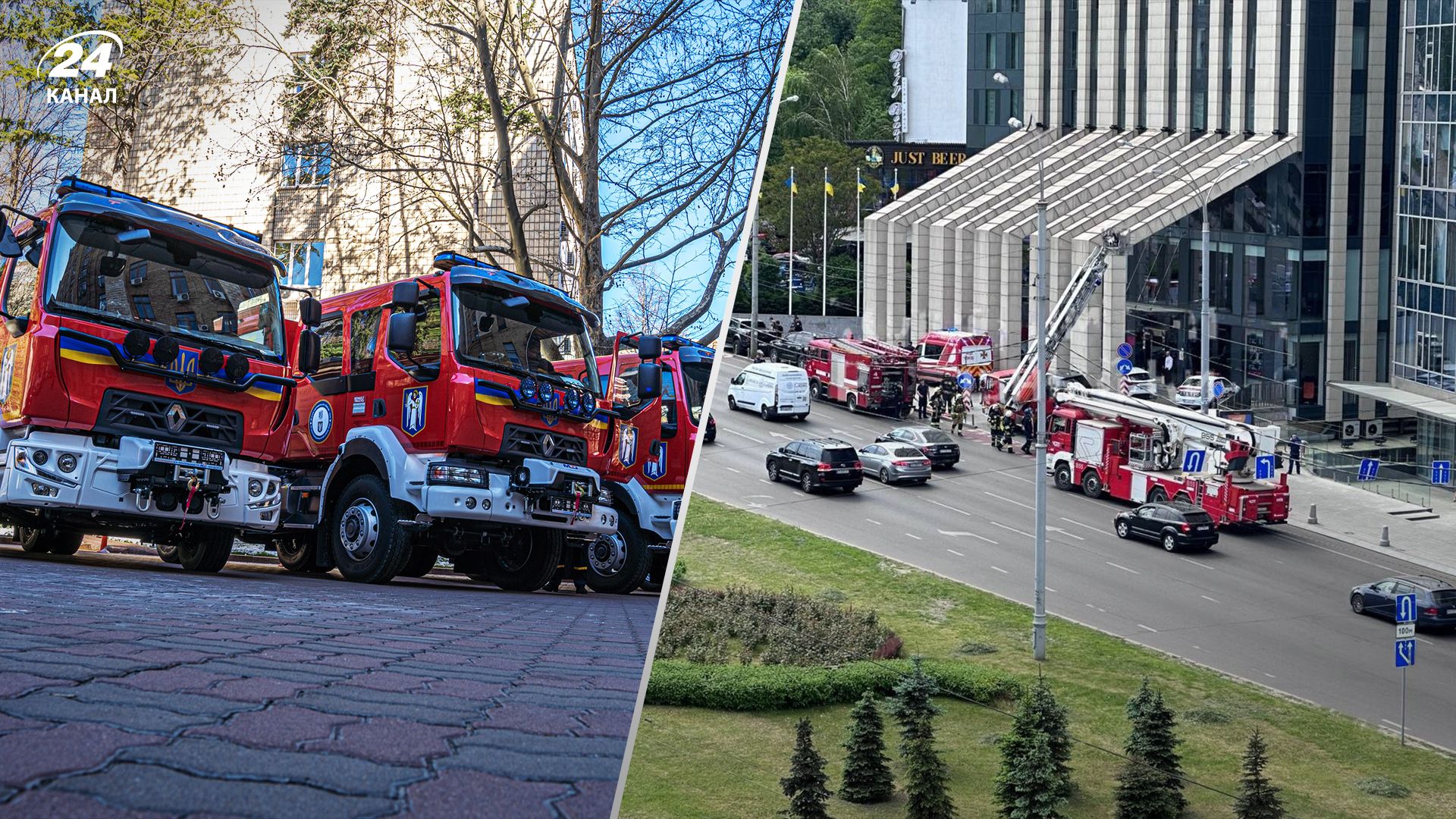 В Киеве возле ТРЦ заметили много пожарных