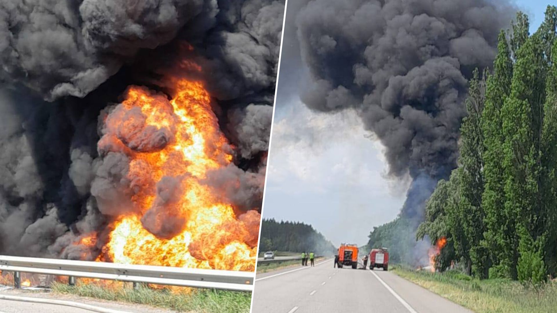 В Киевской области взорвался бензовоз - машина загорелась, видео - 24 Канал