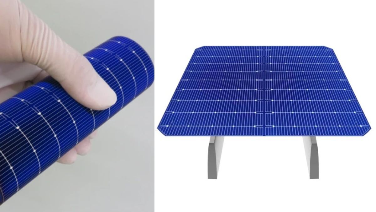 Кремниевый солнечный элемент легко поддается скручиванию. Кремниевый солнечный элемент легко поддается скручиванию.