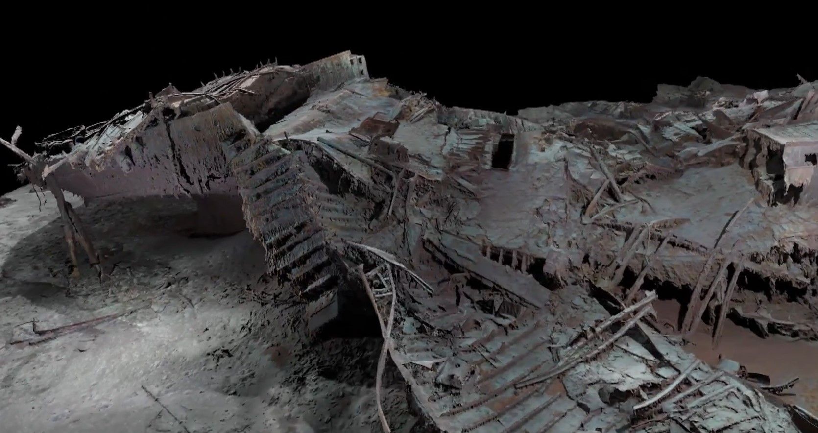 3D копия "Титаника" демонстрирует впечатляющие детали на корабле после крушения