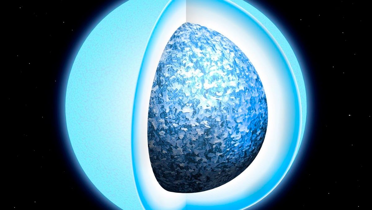 Кристаллизация недр белого карлика (иллюстрация художника) Кристаллизация недр белого карлика (иллюстрация художника)