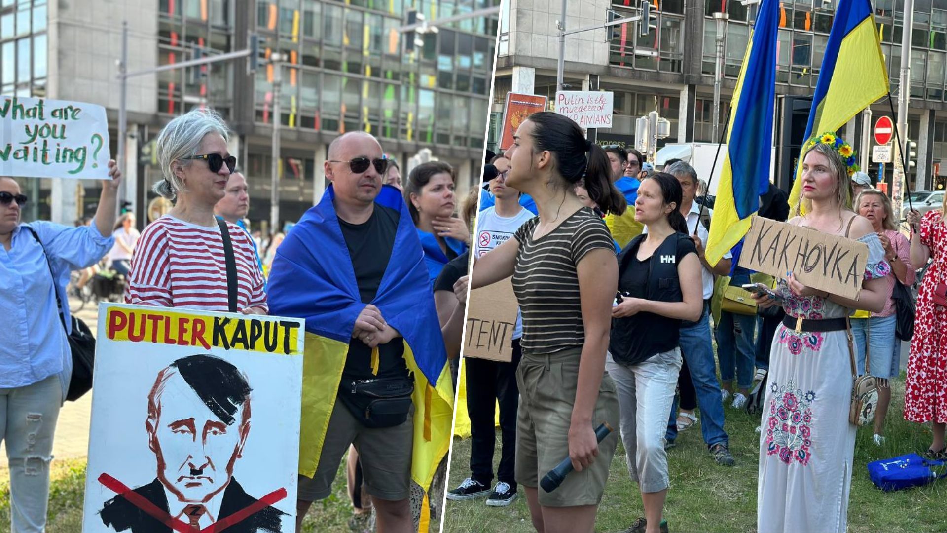 Підрив Каховської ГЕС - у Брюсселі українці вийшли на мітинг під представництво Росії - 24 Канал