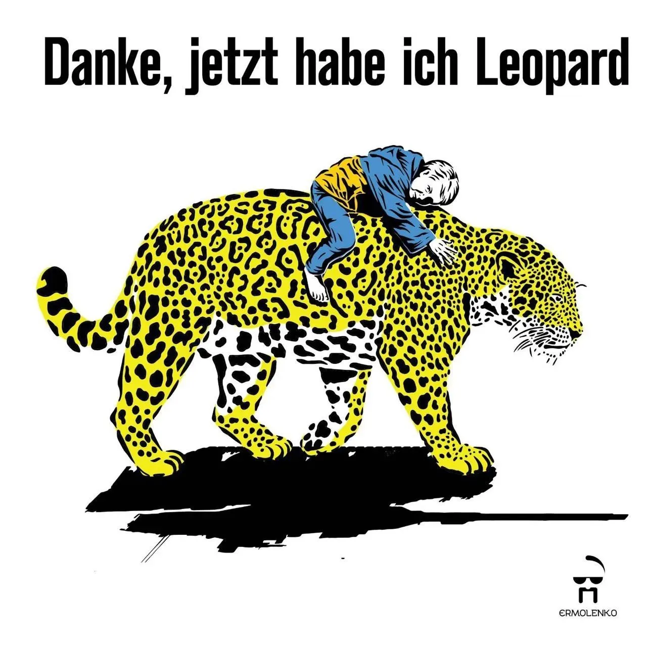 Баннер с леопардом, который везет мальчика на спине Баннер с леопардом, который везет мальчика на спине