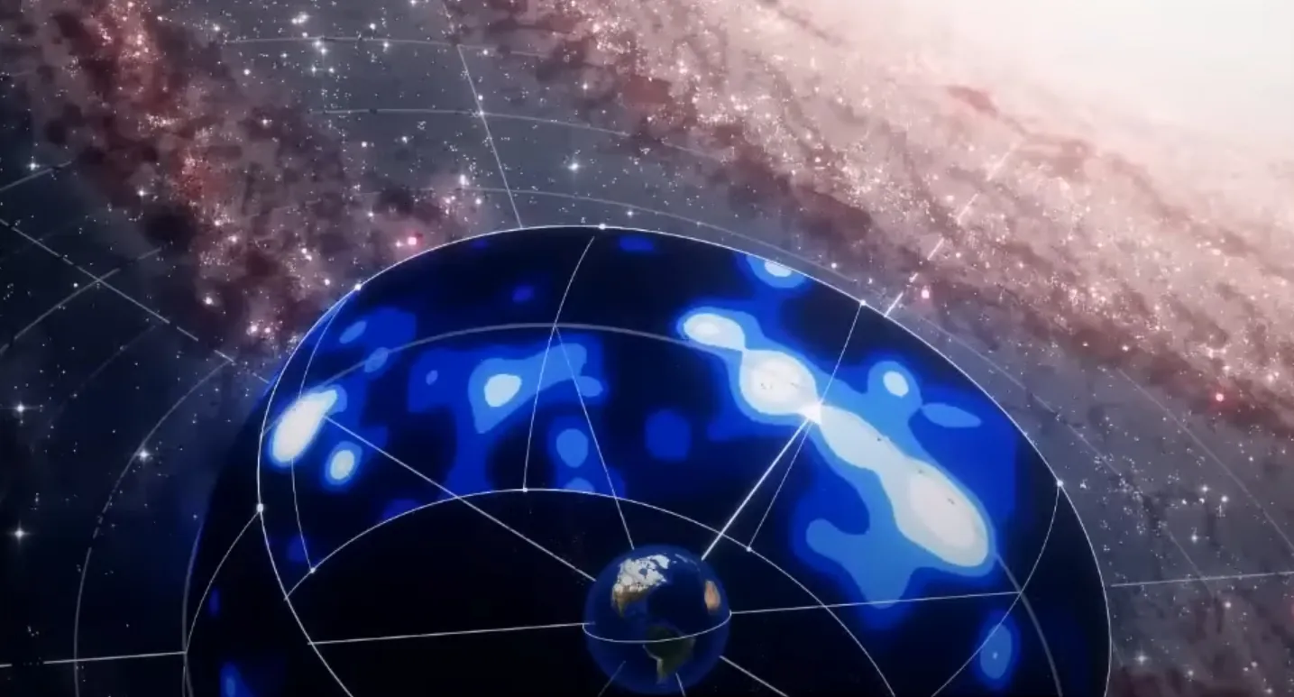 Схематическое изображение положения карты галактики по отношению к Земле