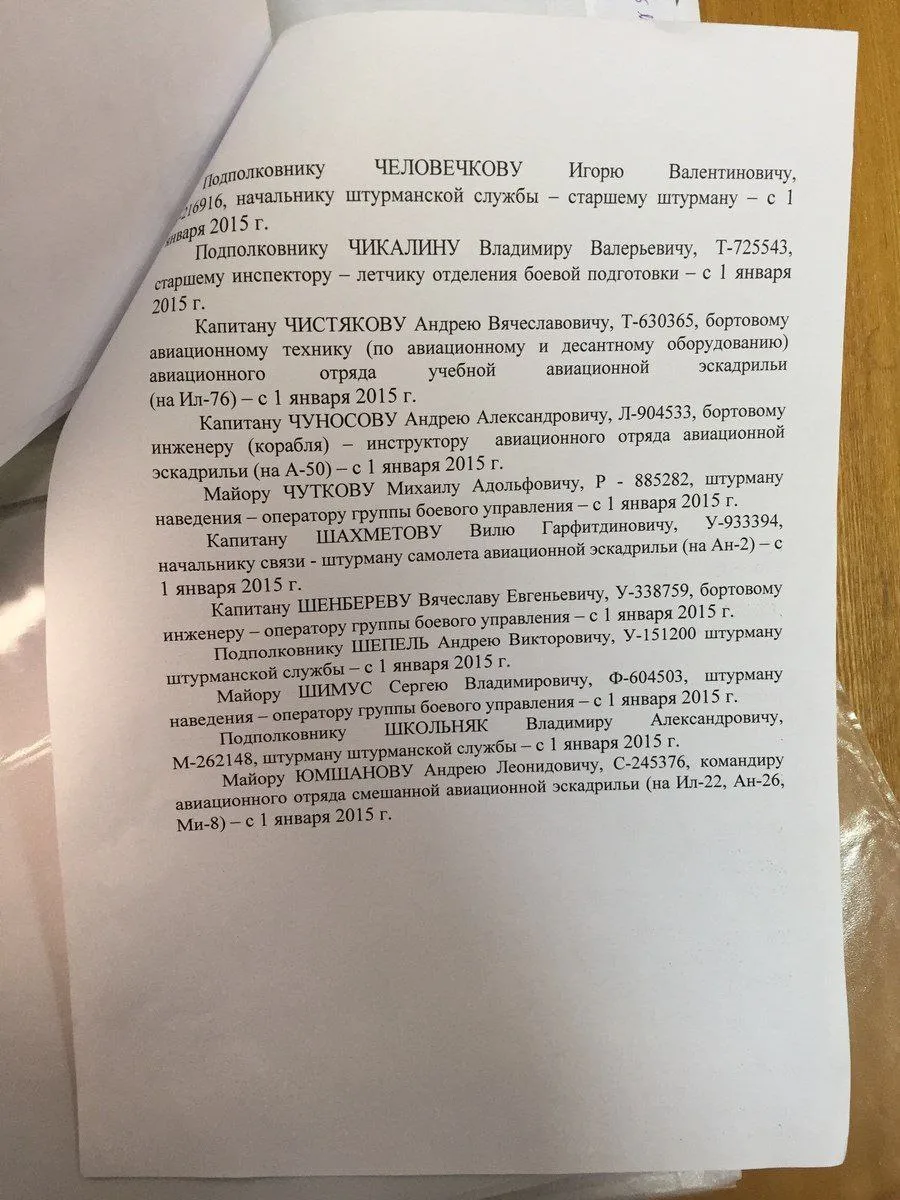 Списки российских пилотов