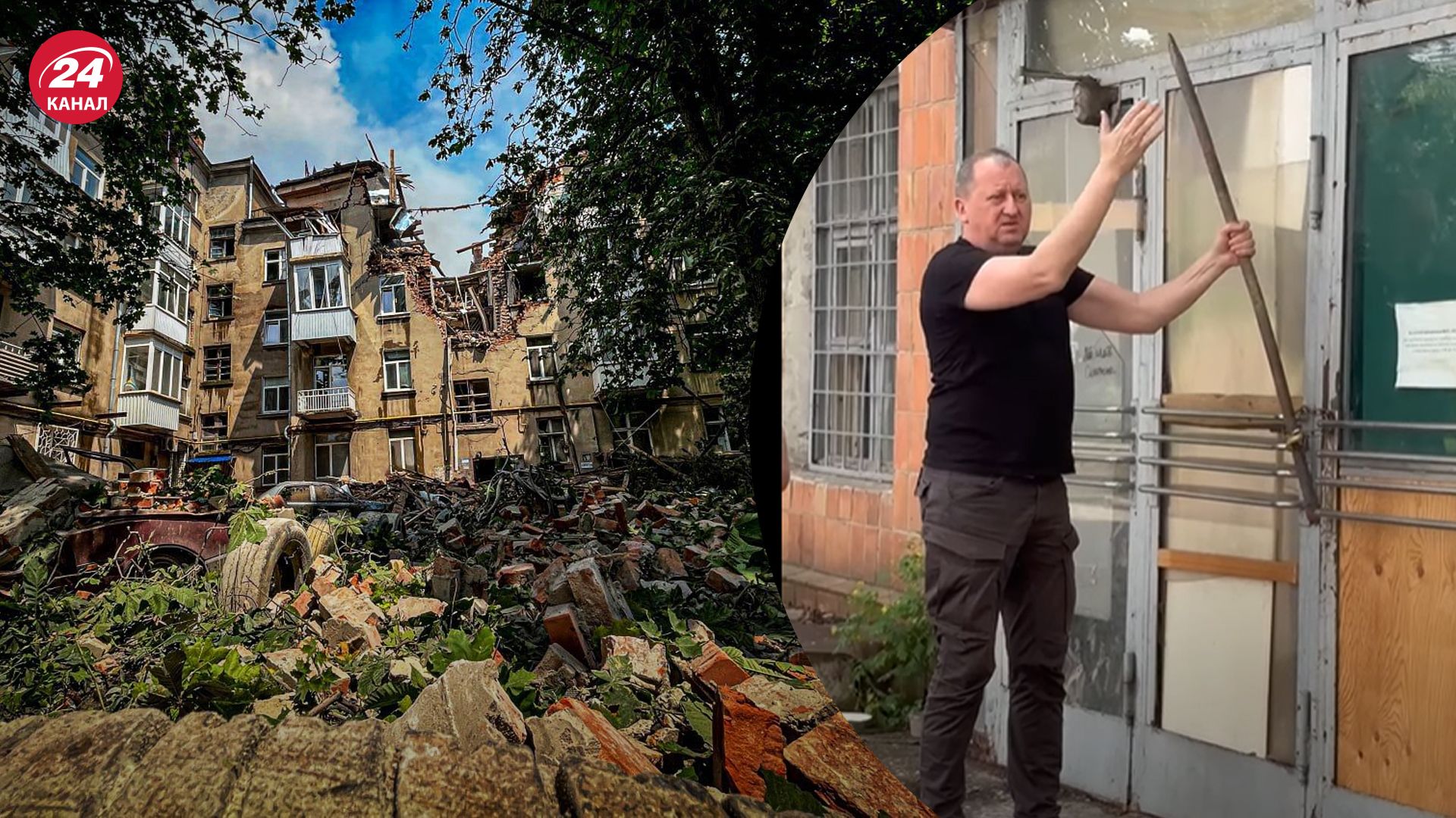 Мэр Сум выбивает дверь закрытого укрытия Мэр Сум выбивает дверь закрытого укрытия