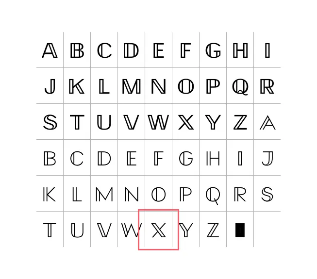 Усі символи шрифта Special Alphabets 4 від Monotype